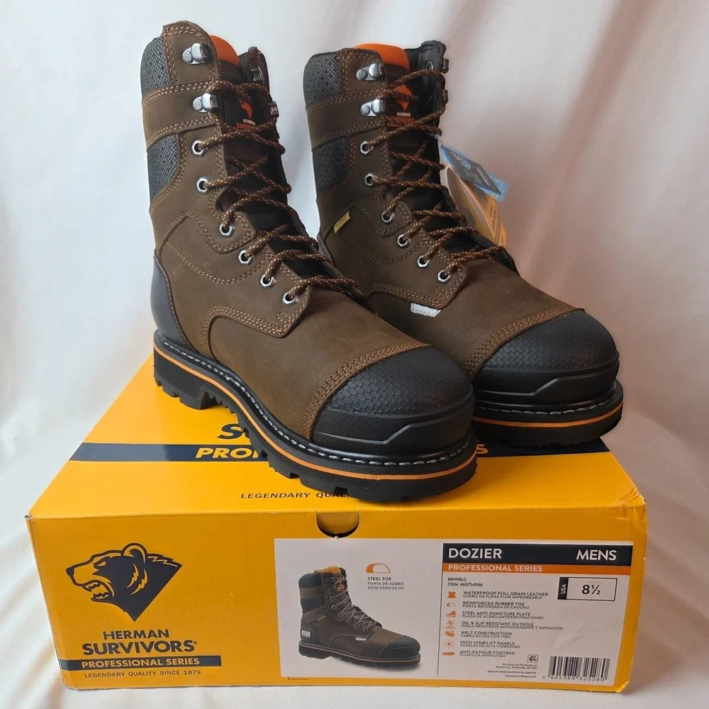 Herman Survivors Professional Series Men's DOZIER Steel Toe‎ Work Boots Size 8.5